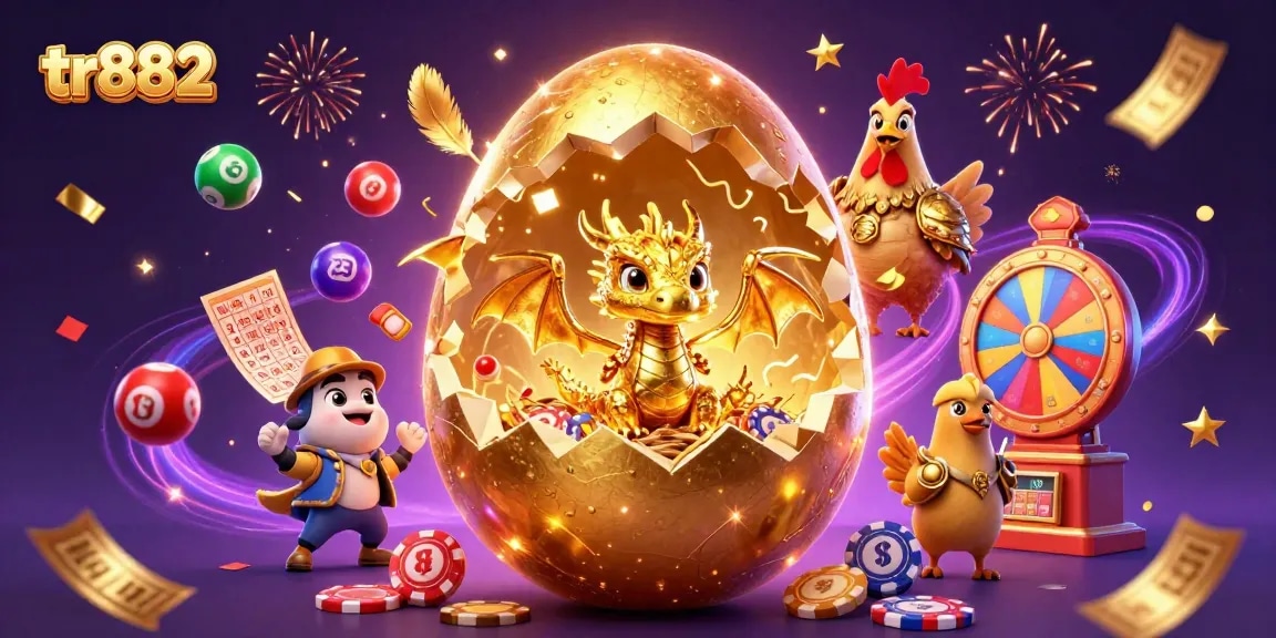 Experience the excitement at tr882 with a dynamic 3D illustration showcasing gaming fun.