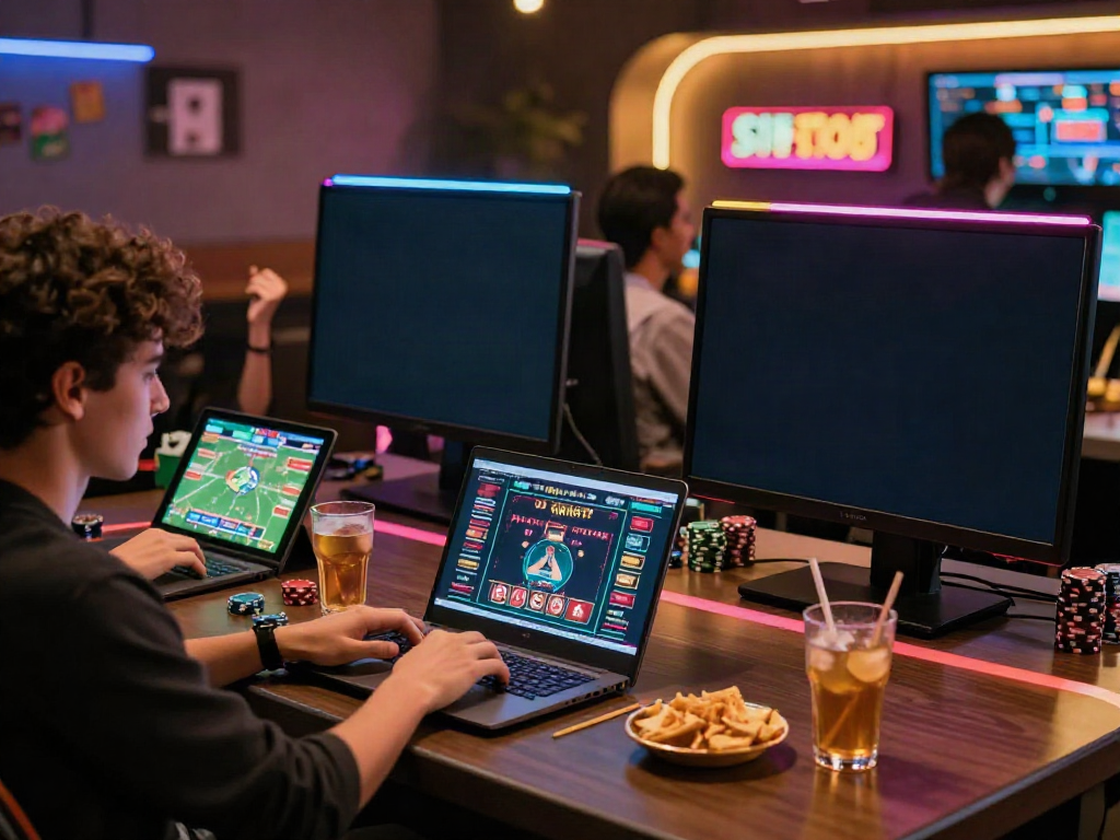 SIN88 online gaming scene with players engaged in sports betting and casino games.