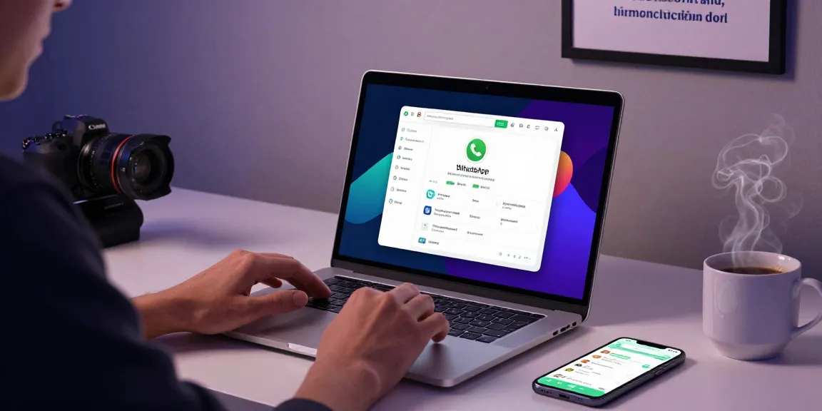 Engaging scene of WhatsApp下載 with a user on a laptop in a modern workspace.