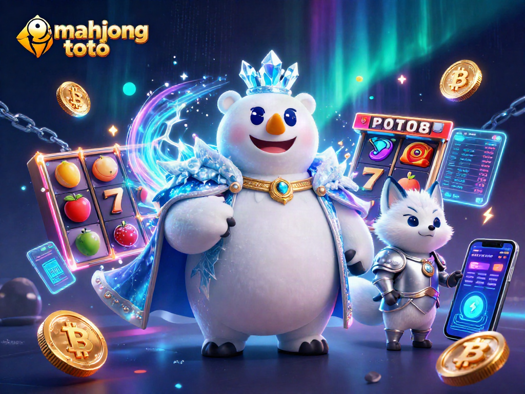 Engage in mahjong toto with vibrant slot action, King Polar Bear and Snow Fox illustrated in rich detail