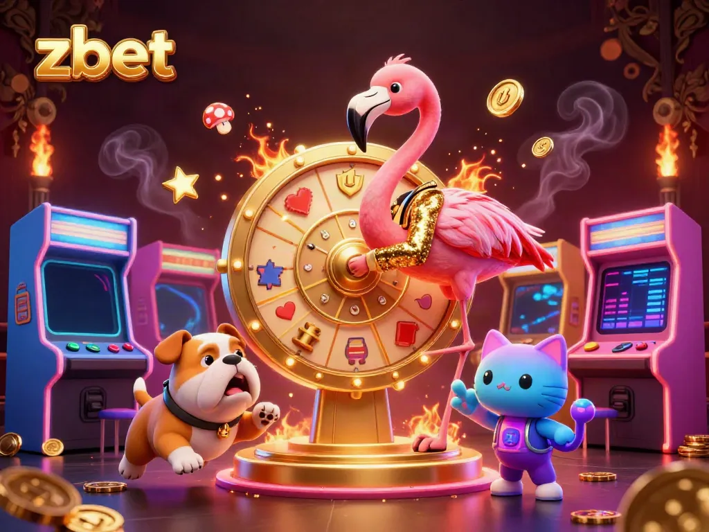Experience excitement with Zbet through this illustrated scene of thrilling game elements and vibrant characters.