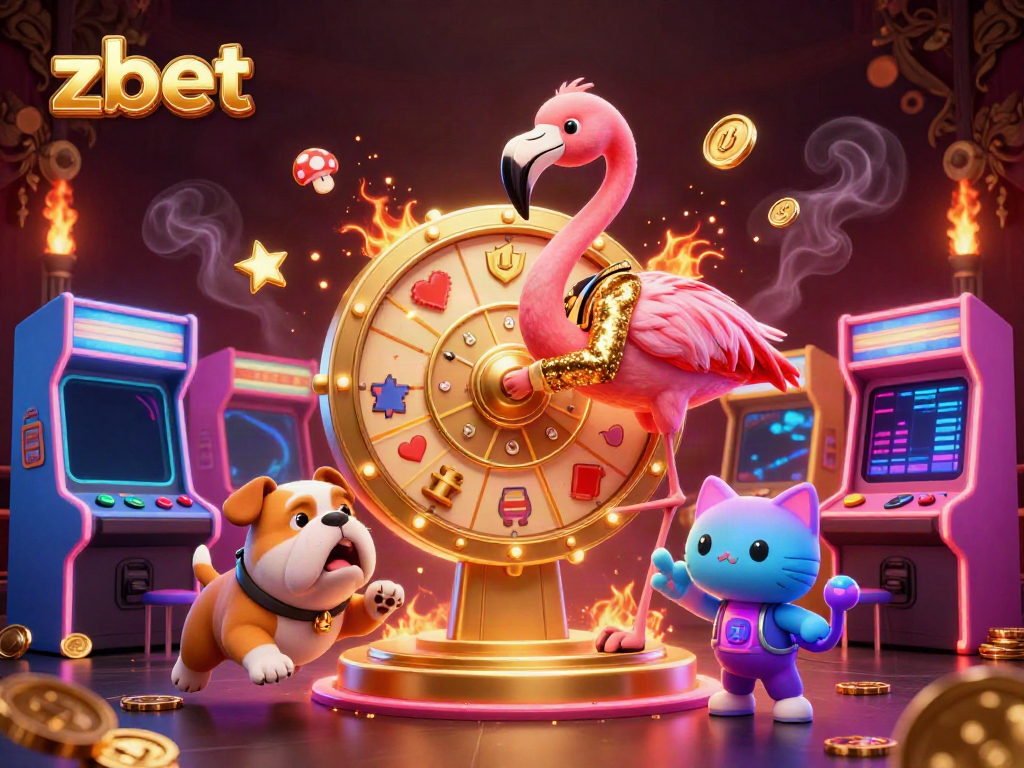 Experience excitement with Zbet through this illustrated scene of thrilling game elements and vibrant characters.
