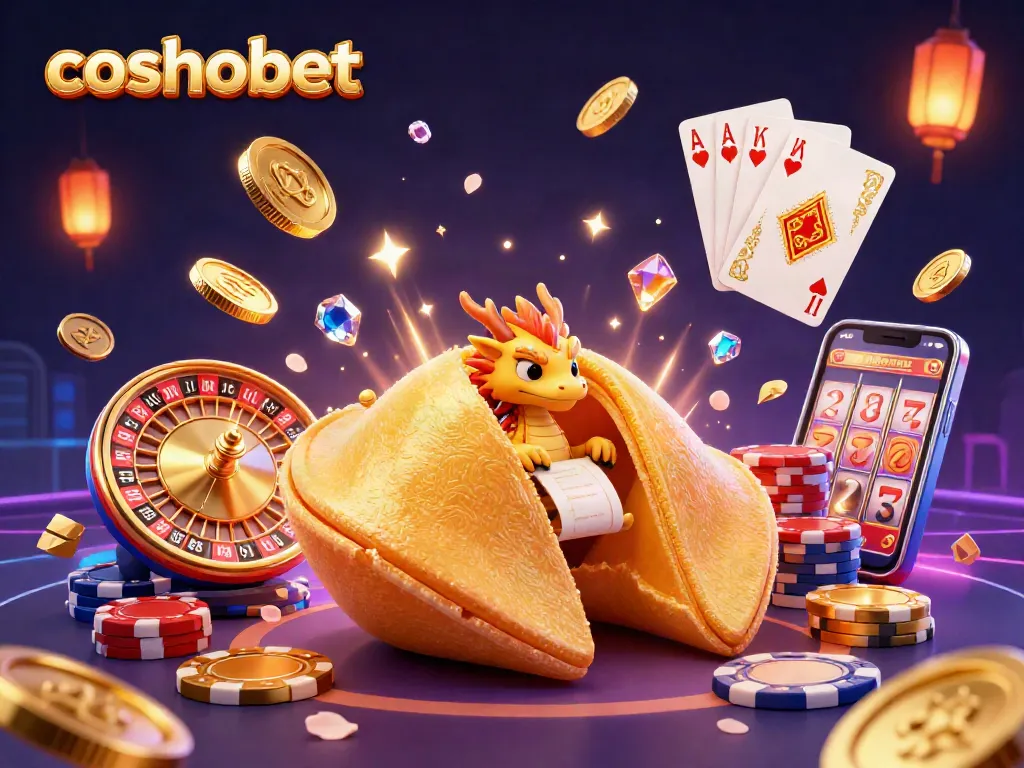 Experience the excitement of cosmobet with this vibrant casino-themed 3D illustration featuring golden treasures and games.