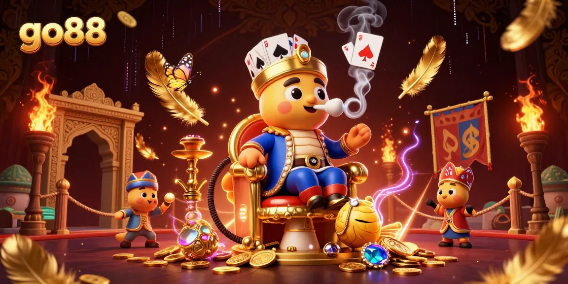 Engage in thrilling gameplay at go88 with vibrant visuals of poker, gold coins, and a magical atmosphere.