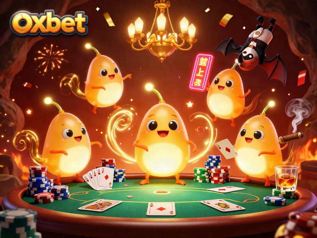 Experience thrilling gameplay at OxBet with vibrant glowworms in a lively casino atmosphere.